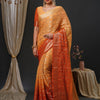 Women's Georgette Orange Woven Design Designer Saree With Blouse Piece