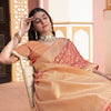 Dhiyona GR Women's Avika Peach Cotton Ikat Silk Saree