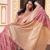 Dhiyona GR Women's Avika Pink Cotton Ikat Silk Saree