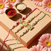 Dhiyona Set Of 3 Multicolor Ad Thread Rakhi With Roli Chawal Chandan Mishri