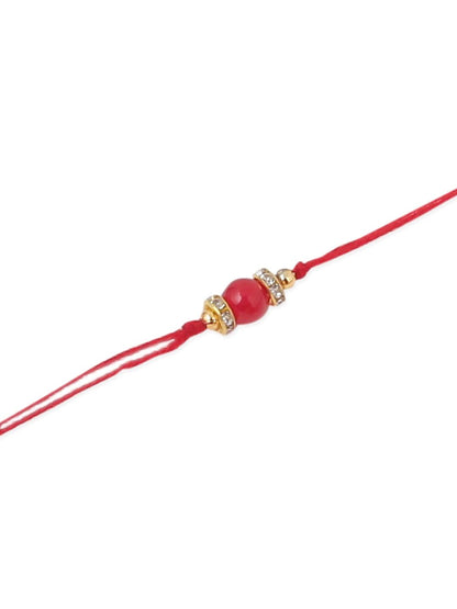 Anouk Men Set Of 3 Red Artificial Beads & Pearls Thread Rakhi