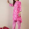 Indyancart IE Women Floral Printed Regular Pure Cotton Kurta with Trousers