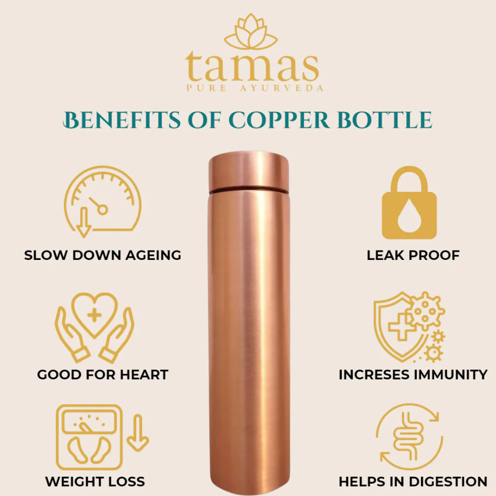 Tamas Jelly Plain Copper Water Bottle - Indyancart