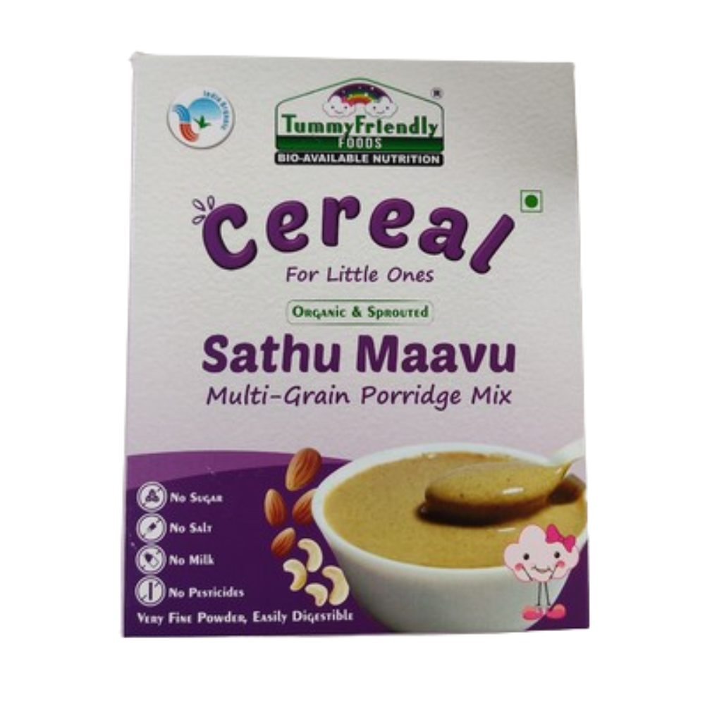 TummyFriendly Foods Organic Sprouted Sathu Maavu Porridge Mix ,Made of Sprouted Ragi, Whole Grains, Pulses & Nuts - Indyancart
