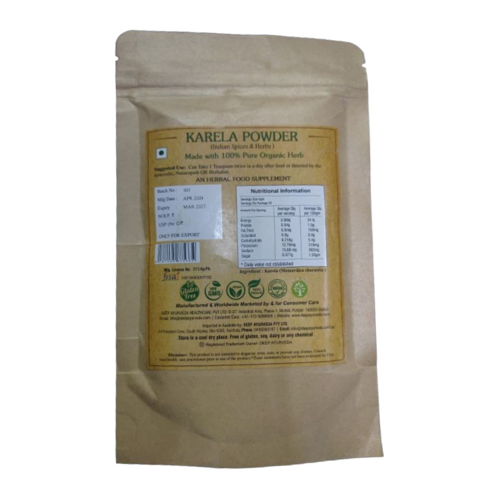 Deep Ayurveda Organic Karela Powder (Bitter Gourd) - Indyancart