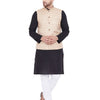 Men's Black Cotton Blend Straight Jacket  Kurta and Pyjama Set