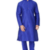 Men's Blue Silk Blend Straight Kurta Pyjama Set