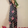 Dhiyona IE Printed Mandarin Collar Three-Quarter Sleeves Pure Cotton Top With Trousers