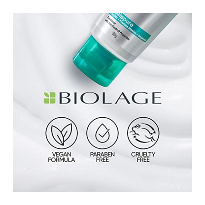 Matrix Biolage Scalppure anti-dandruff shampoo and conditioner bottles, gentle hair care duo for scalp health and dandruff relief.