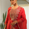 Indyancart IE Women Ethnic Motifs Embroidered Regular Liva Kurta with Trousers & With Dupatta