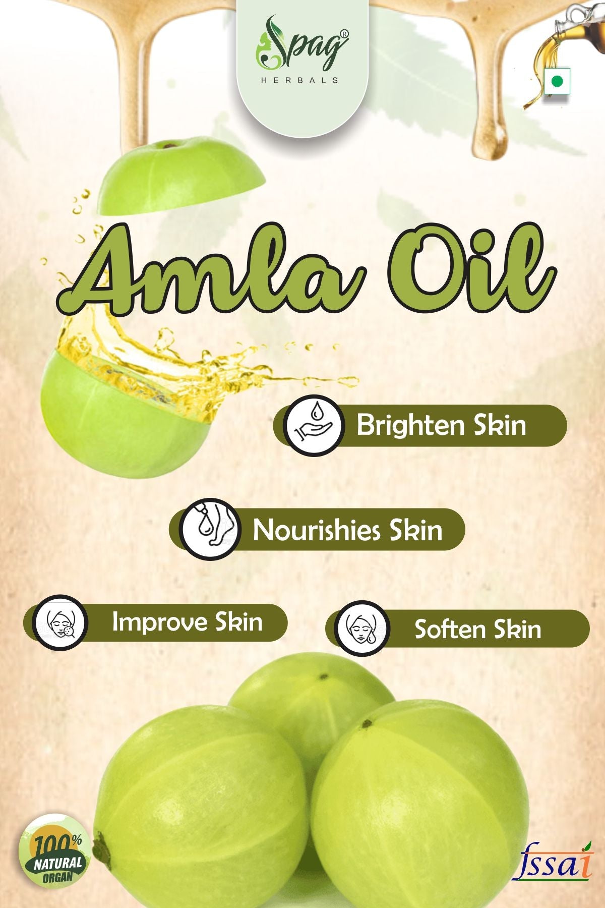 Spag Herbals Amla Oil For Hair & Skin Care - Indyancart