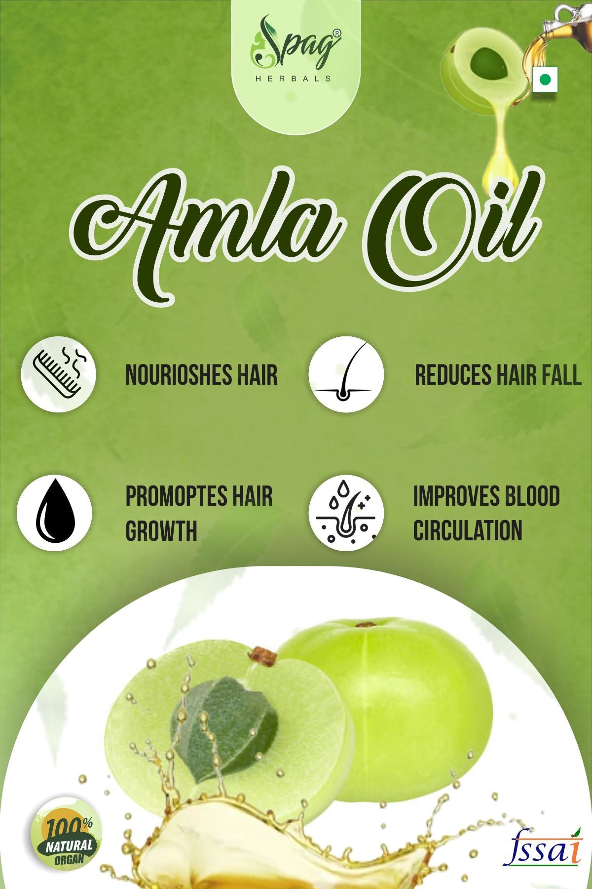 Spag Herbals Amla Oil For Hair & Skin Care - Indyancart