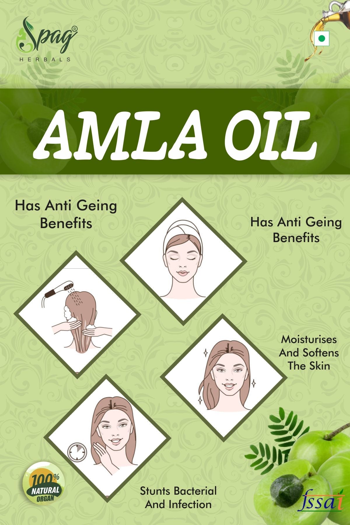Spag Herbals Amla Oil For Hair & Skin Care - Indyancart