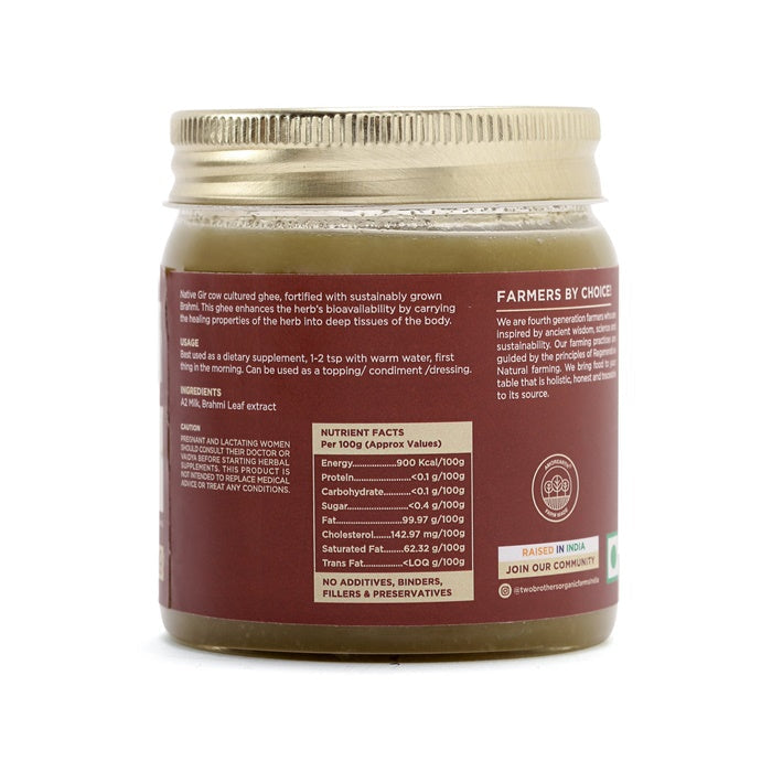Two Brothers Organic Farms Brahmi Ghee | A2 Gir Cow Ghee (Brahmi) | Cultured Cow Desi Ghee | Curd-Churned Bilona Ghee | Pure, Natural, And Healthy
