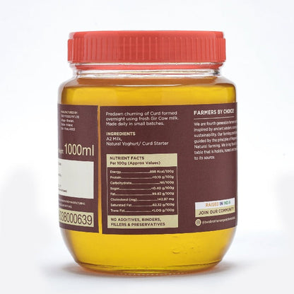 Two Brothers Organic Farms A2 Gir Cow Cultured Ghee | Cultured Cow Desi Ghee | Curd-Churned Bilona Ghee | Pure, Natural, and Healthy