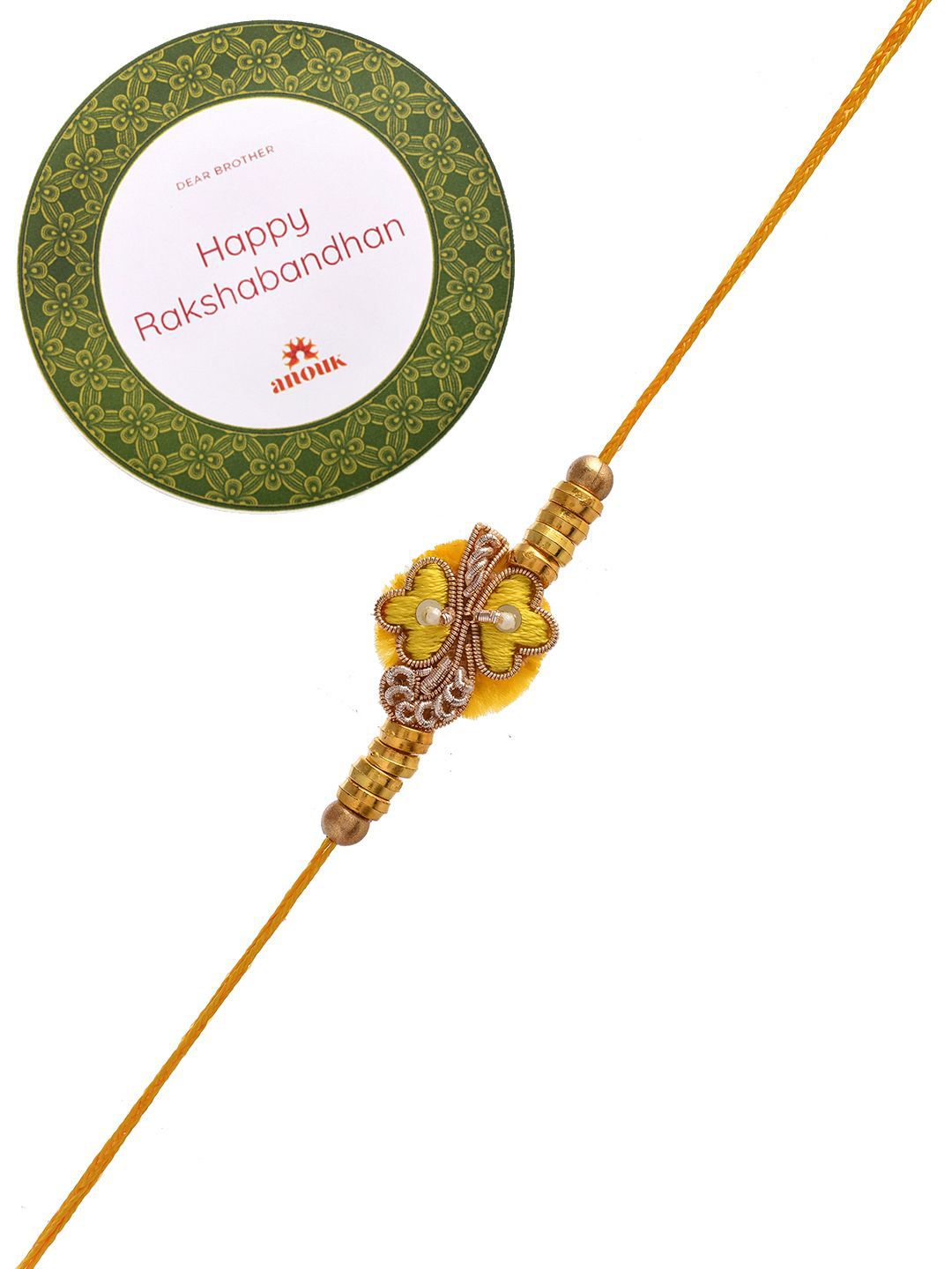 Anouk Sequinned & Zardosi Rakhi With Roli Chawal & Card