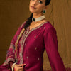 Dhiyona IE Floral Embroidered Straight Kurta with Trousers & Dupatta