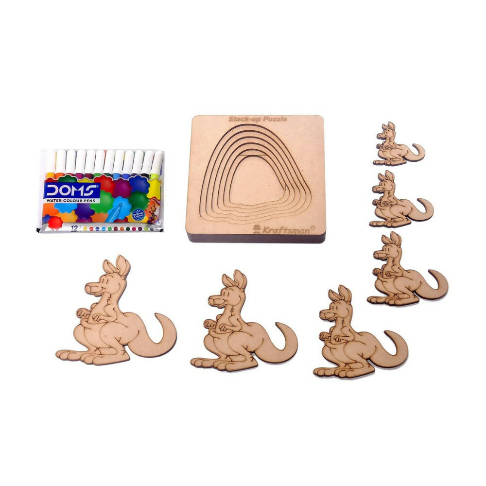 Kraftsman Stack up Puzzles/ Layered Puzzle Kangaroo Shape for Kids | Color Kit Included | 6 Pieces Puzzle - Indyancart
