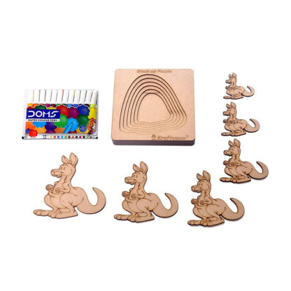 Kraftsman Stack up Puzzles/ Layered Puzzle Kangaroo Shape for Kids | Color Kit Included | 6 Pieces Puzzle - Indyancart