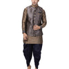 Men's Navy Blue Silk Blend Straight Jacket  Kurta and Dhoti Set