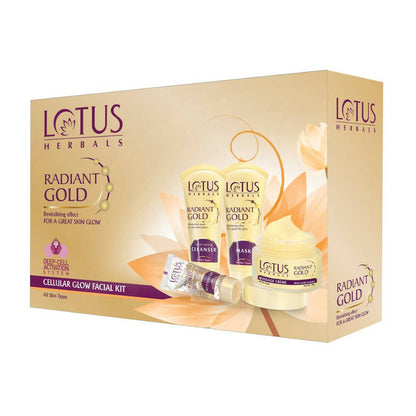 Lotus Herbals Radiant Gold Cellular Glow Facial Kit For All Skin Types - Indyancart