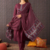 Indyancart IE Women Ethnic Motifs Printed Cotton A-Line Kurta with Trousers & Dupatta