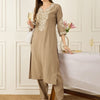 Indyancart IE Embroidered V-Neck Three-Quarter Sleeves Tunic And Trousers
