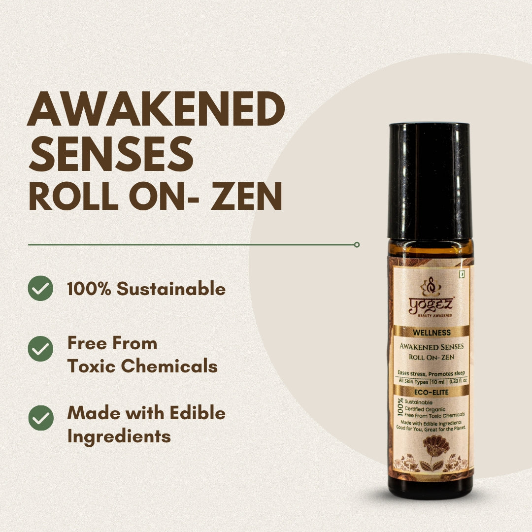 Yogez Awakened Senses Temple Roll-On- ZEN- aromatherapy blend to ease stress and to induce sleep