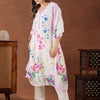 Indyancart IE Women Floral Printed Regular Linen Kurta with Trousers