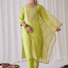 Dhiyona IE Floral Yoke Design Sequnnied Straight Kurta With Trousers & Dupatta
