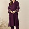 Dhiyona IE Floral Embroidered Mandarin Collar Thread Work Straight Kurta & Trousers