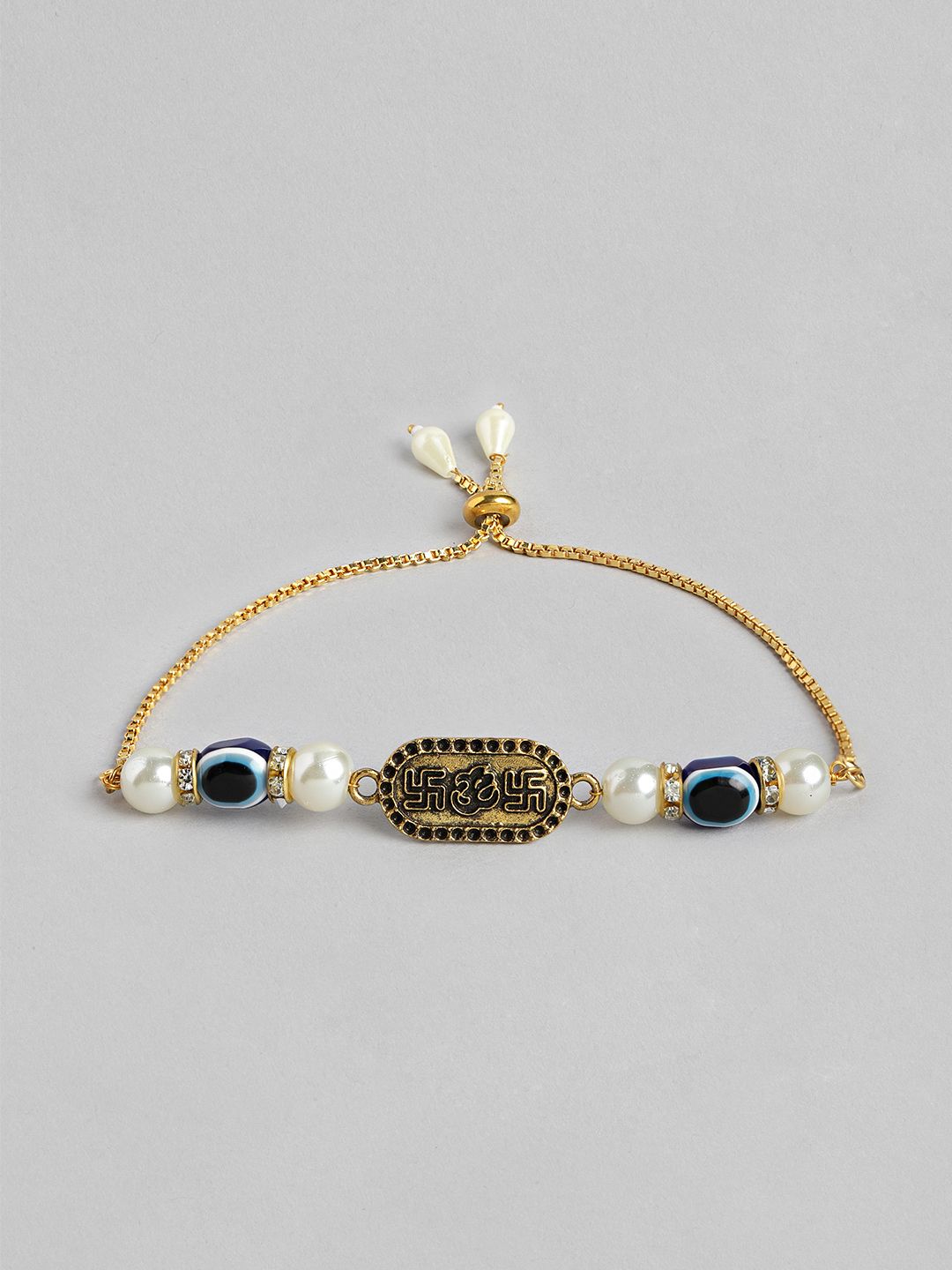 Anouk Unisex Set of 2 Beaded Bhai Bhabhi Rakhis With Roli & Chawal