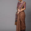 Women's Linen Blend Beige Printed Celebrity Saree With Blouse Piece