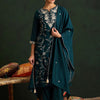 Indyancart IE Ethnic Motifs Embroidered Straight Kurta With Trousers & Dupatta