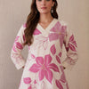 Dhiyona IE Floral Printed V-Neck Pure Cotton A-Line Kurta With Trousers