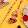 Dhiyona Orange Beaded Bhaiya Bhabhi Rakhi With Roli Chawal & Greeting Card