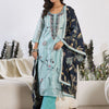 Indyancart IE Floral Embroidered Thread Work Pure Cotton Kurta with Trouser & Dupatta