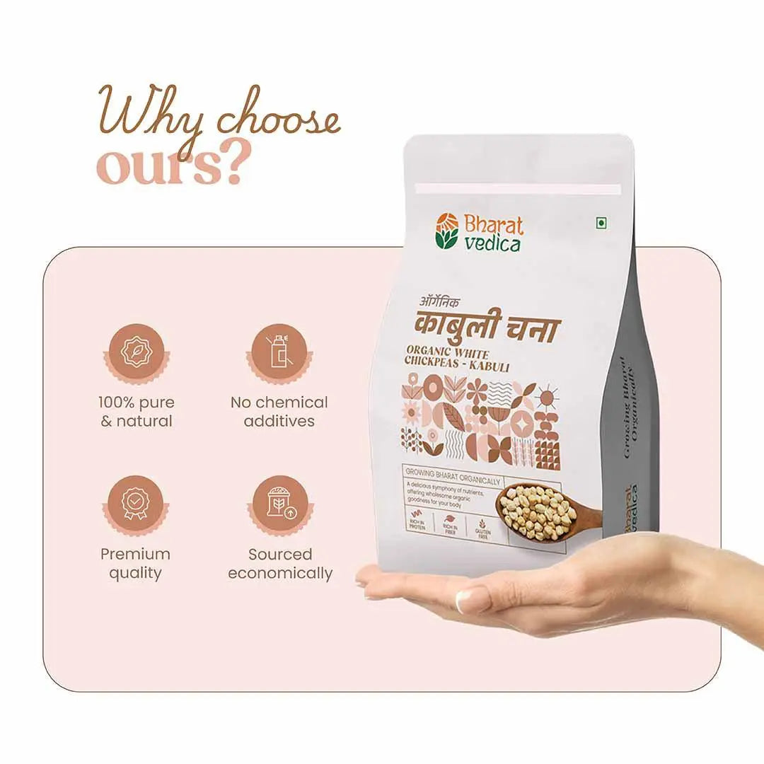 Bharat Vedica Organic White Chickpeas - Organic Kabuli Chana