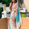 Women's Georgette White Embellished Designer Saree With Blouse Piece