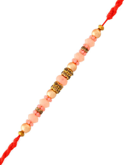 Anouk Beaded Twisted Thread Rakhi With Roli Chawal & Greetings Card