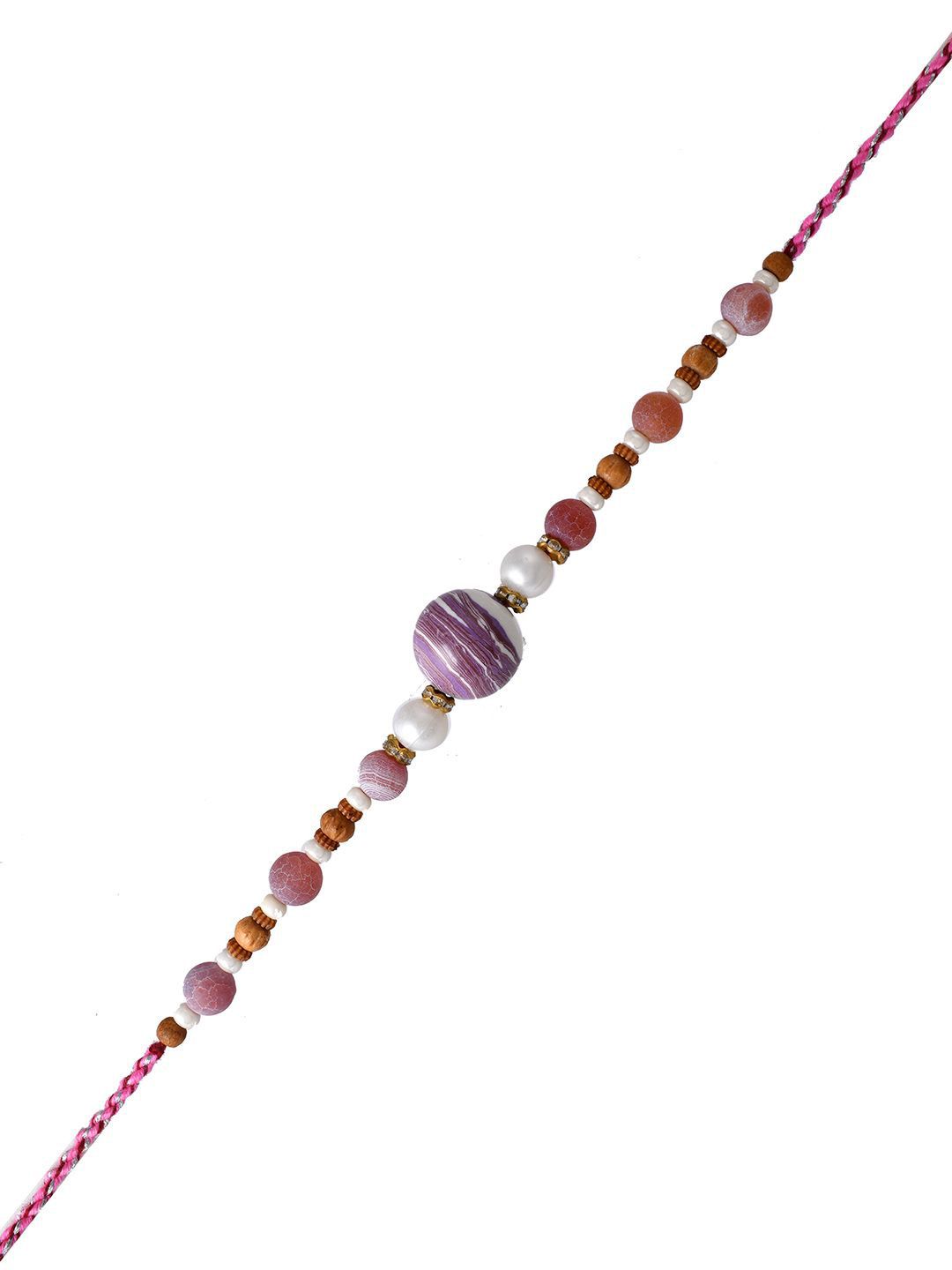 Anouk Brown Sapphire & Embellished Beaded Thread Rakhi With Roli Chawal & Greeting Card
