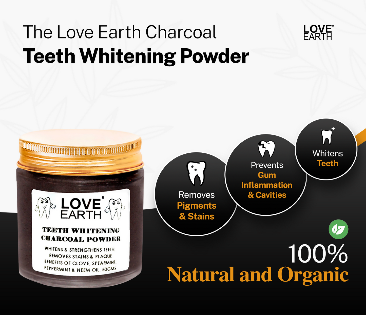Love Earth Teeth Whitening Charcoal Powder - Indyancart