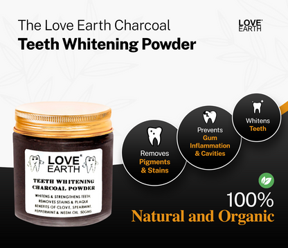 Love Earth Teeth Whitening Charcoal Powder - Indyancart