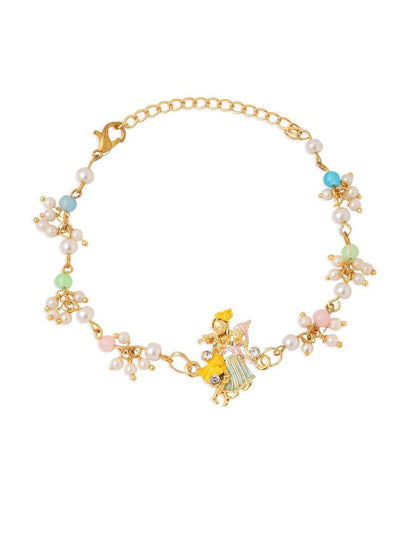 Anouk Unisex Set Of 2 Multicolor Gold-Toned Radha Krishna Beaded Bhaiya Bhabhi Rakhi