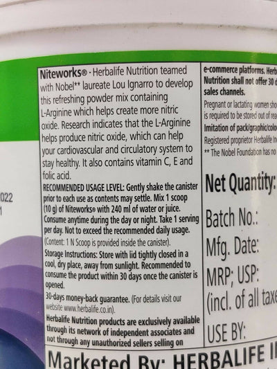 Herbalife Nutrition Niteworks L-Arginine Powder - Lemon Flavor