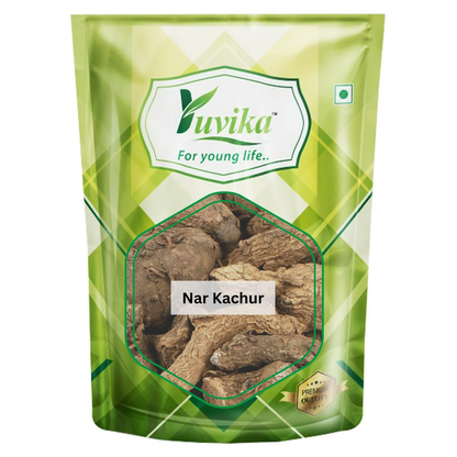 Yuvika Kali Haldi and Narkchaur turmeric roots, Ayurvedic Zedoary root with black turmeric, fresh and earthy in appearance.