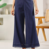 Dhiyona FL Women's Navy Blue Cotton Solid Palazzo