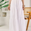 Indyancart FL Women's White Cotton Tiered Maxi Skirt