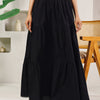 Dhiyona FL Women's Black Cotton Tiered Maxi Skirt