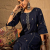 Dhiyona IE Embroidered Round Neck Pure Cotton Tunic With Trousers